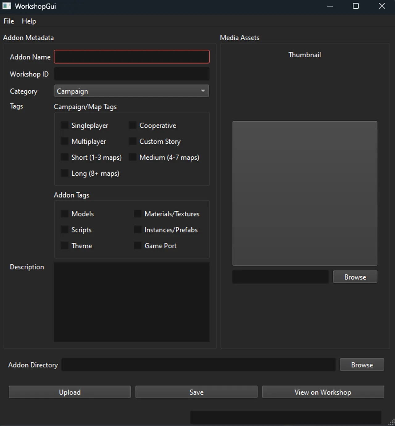 Blank Workshop GUI